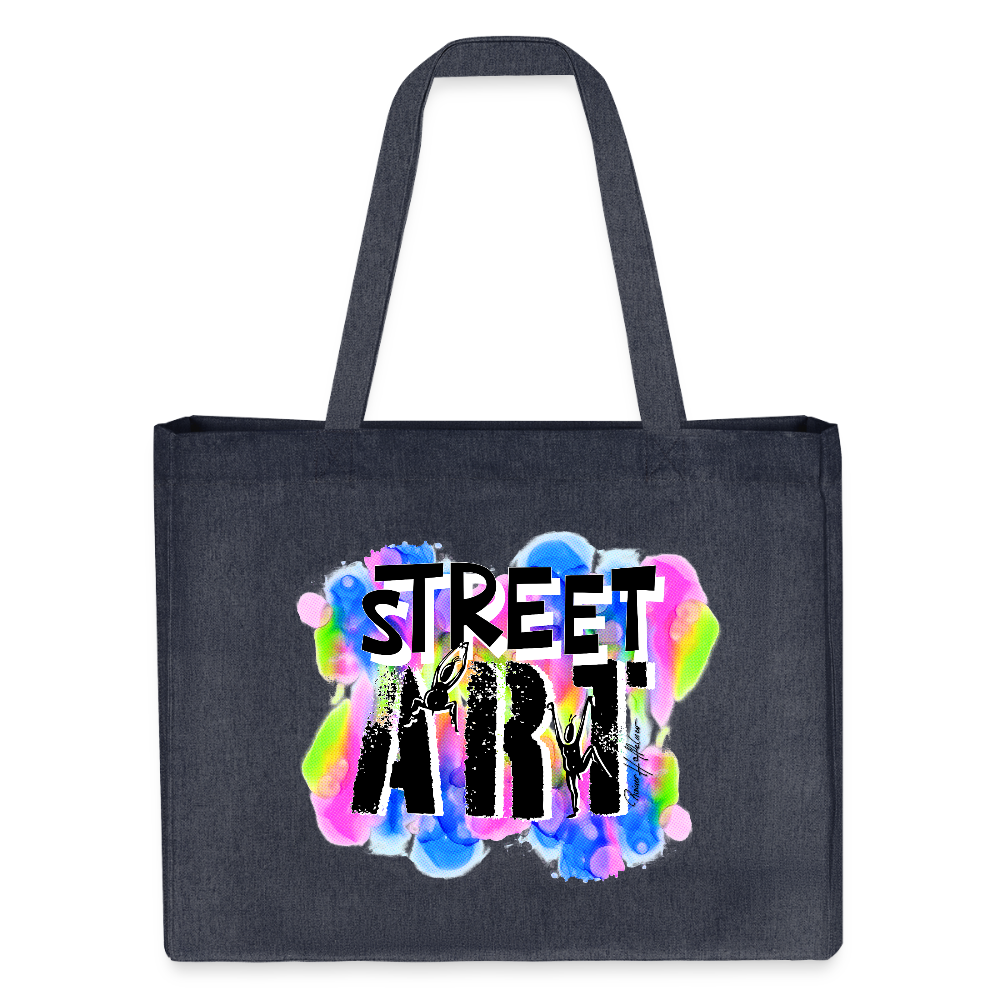 Recycelter Shopping Bag mit STREET ART PRINT - midnight Blue