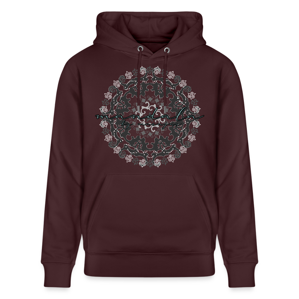 Unisex Bio-Hoodie mit BLACK MANDALA PRINT - Maroon