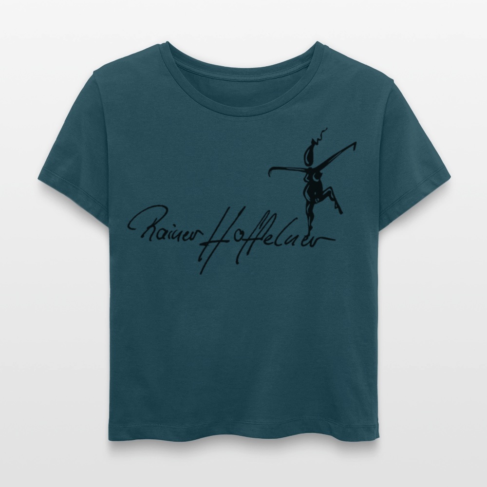 Frauen T-Shirt mit TUSCHEWEIBCHEN PRINT - Dunkles Petrol