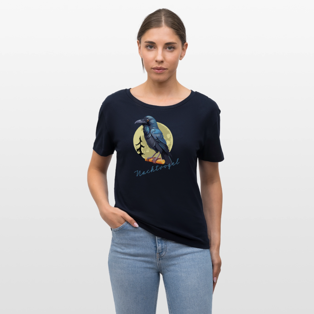 Frauen T-Shirt mit NACHTVOGEL PRINT - Navy