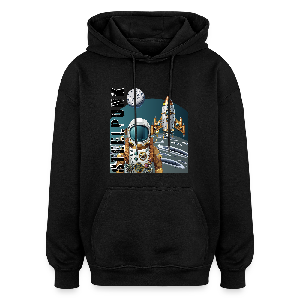 Oversized Unisex Hoodie mit STEELPUNK PRINT - Schwarz