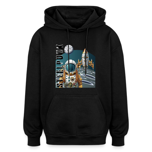 Oversized Unisex Hoodie mit STEELPUNK PRINT - Schwarz