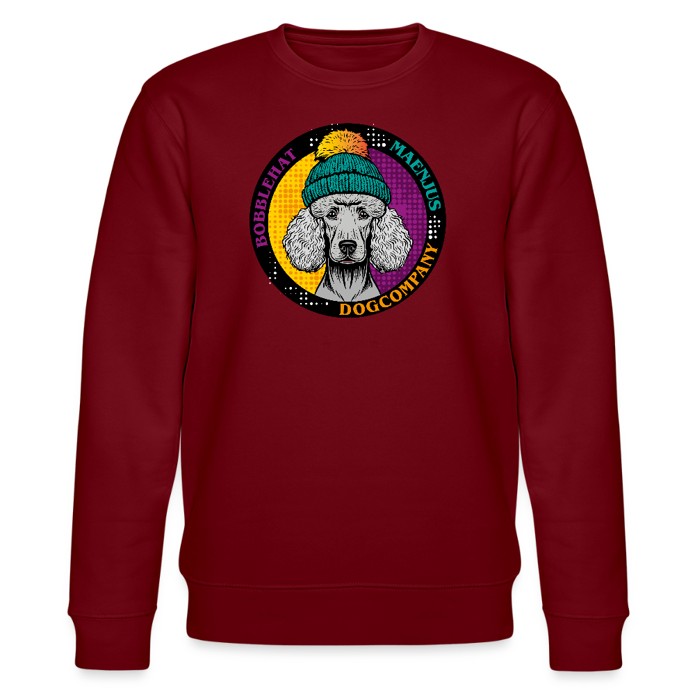 Unisex Bio-Sweatshirt mit BOBBLEHAT DOGCOMPANY PRINT - Burgunderrot