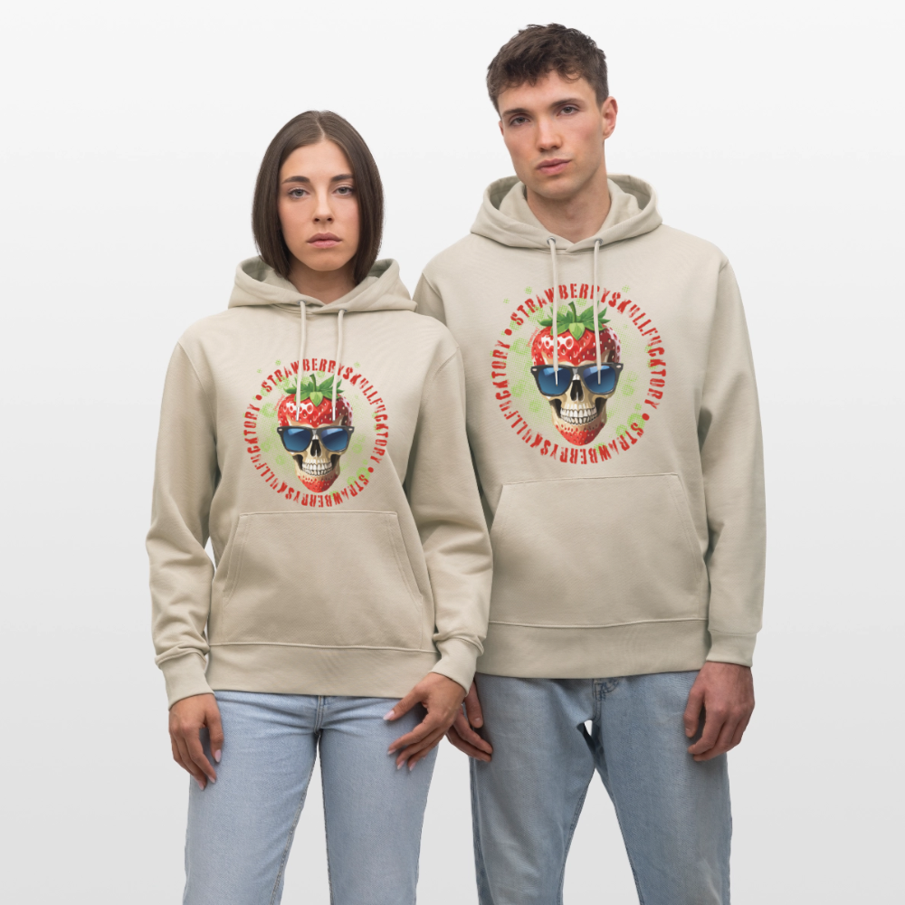 Unisex Hoodie mit STRAWBERRY SKULL PRINT - Beige