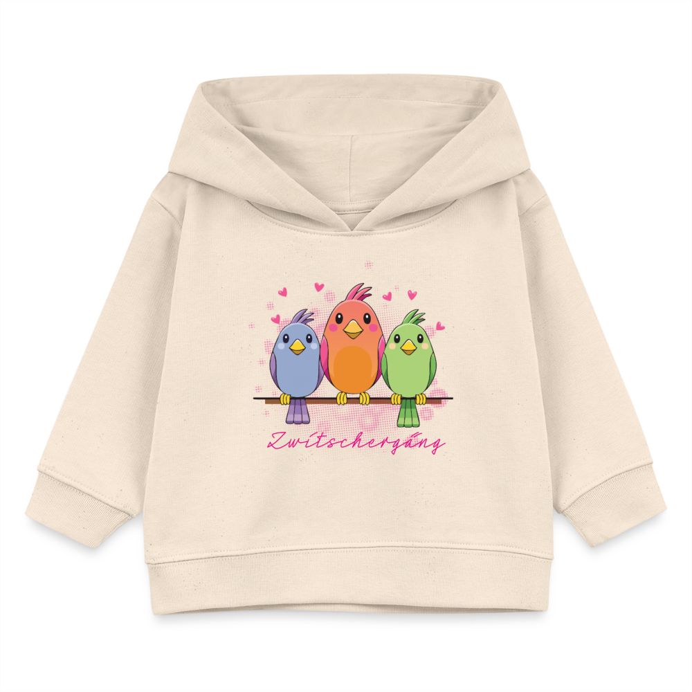 MNJS KIDS Bio Hoodie mit ZWITSCHERGÄNG PRINT - Weißgrau