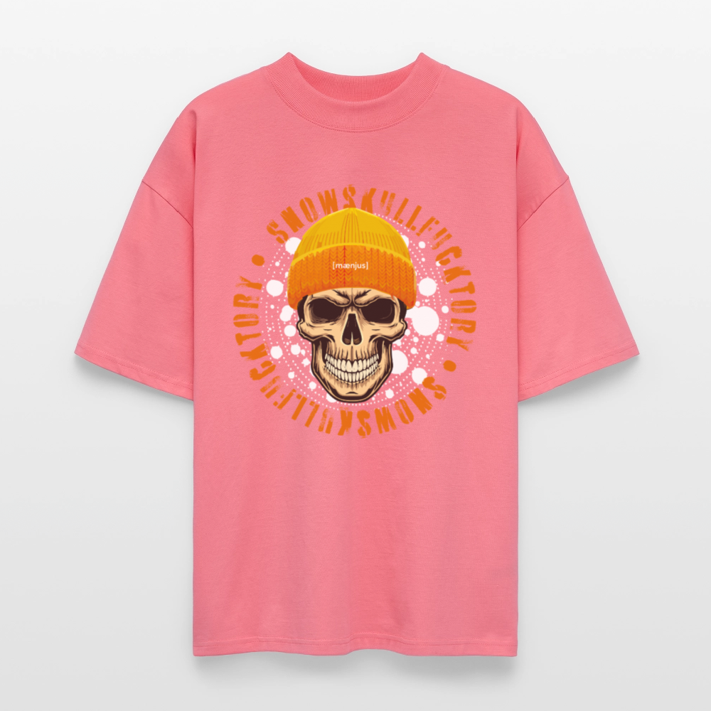 Oversized Unisex Bio T-Shirt mit SNOWSKULL FUCKTORY PRINT - Pink