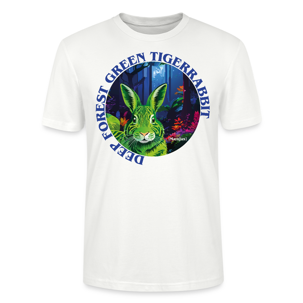 Unisex T-Shirt mit DEEP FOREST GREEN TIGERRABBIT PRINT Vorderseite - Weiß