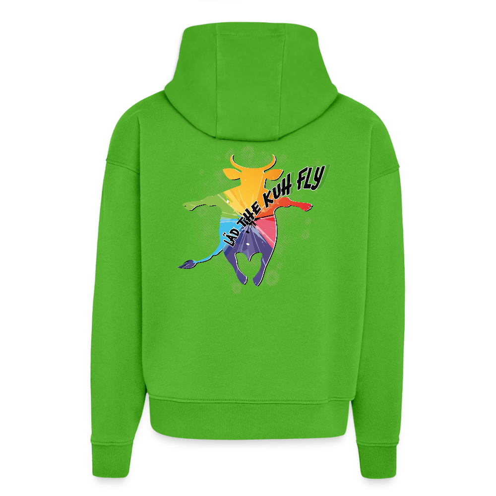 Heavyweight Oversized Organic Hoodie mit LÄD THE KUH FLY PRINT - Apple Neon