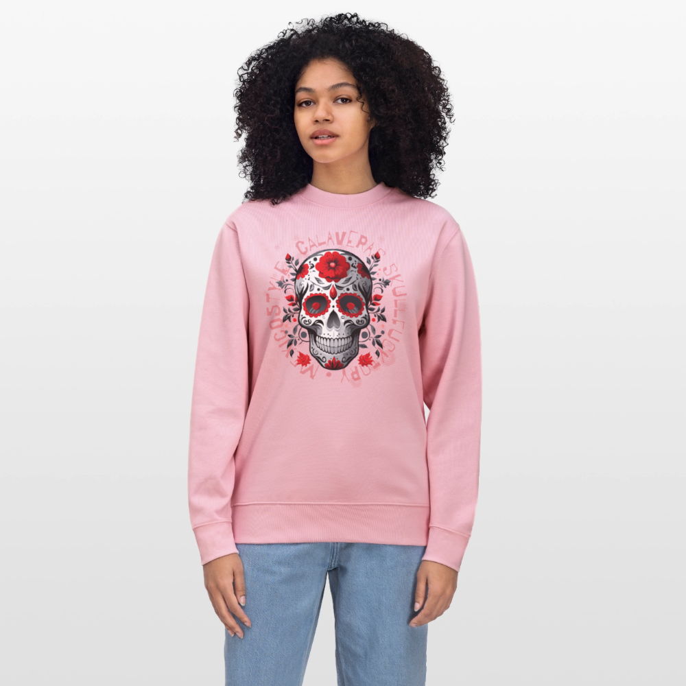 Unisex Bio-Sweatshirt mit CALAVERAS SKULL PRINT - Hellrosa