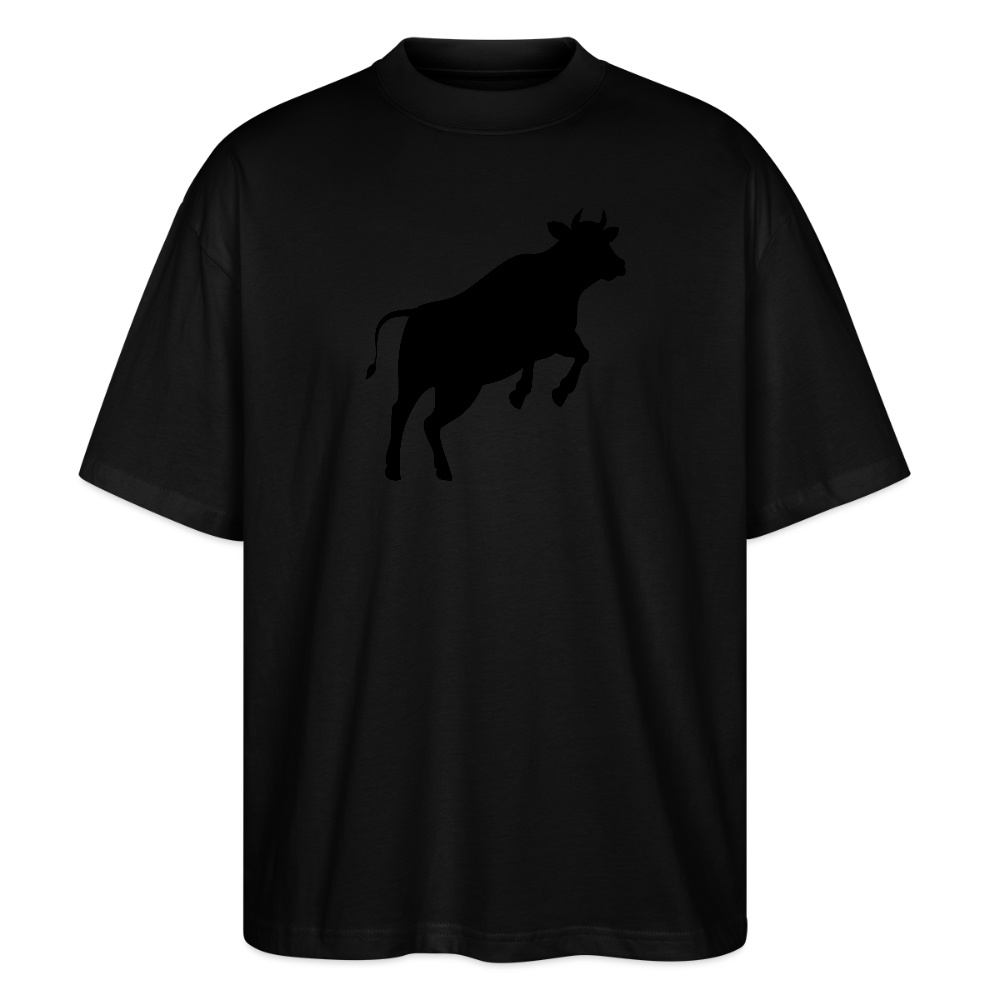 Oversized Unisex T-Shirt mit JUMPING COW PRINT - Schwarz