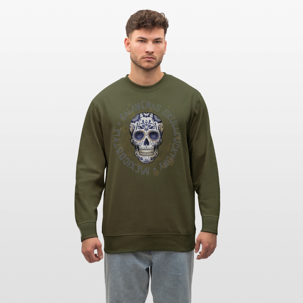 Unisex Bio-Sweatshirt mit CALAVERAS SKULL PRINT - Khaki