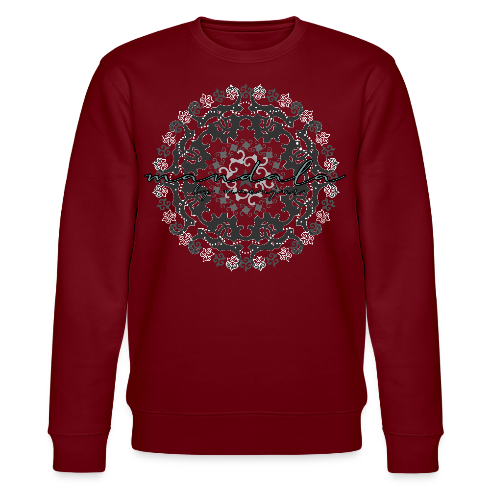 Unisex Bio-Sweatshirt mit BLACK MANDALA PRINT - Burgunderrot