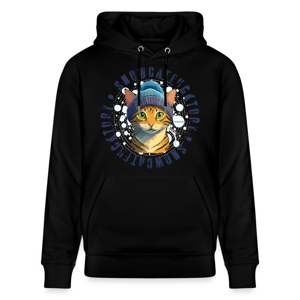 SUnisex Bio-Hoodie mit SNOWCATFUCKTORYPRINT - Schwarz