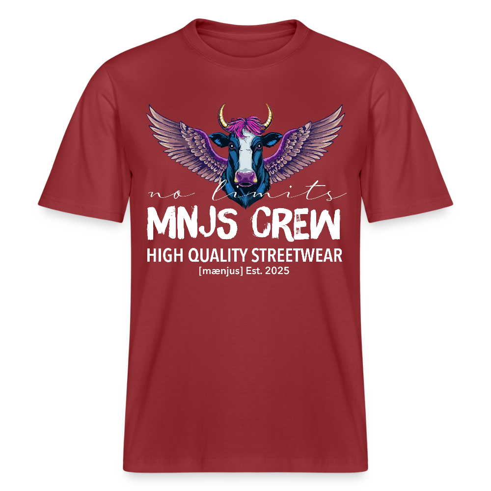Unisex Bio-T-Shirt mit MNJS CREW no limits PRINT - Erdrot