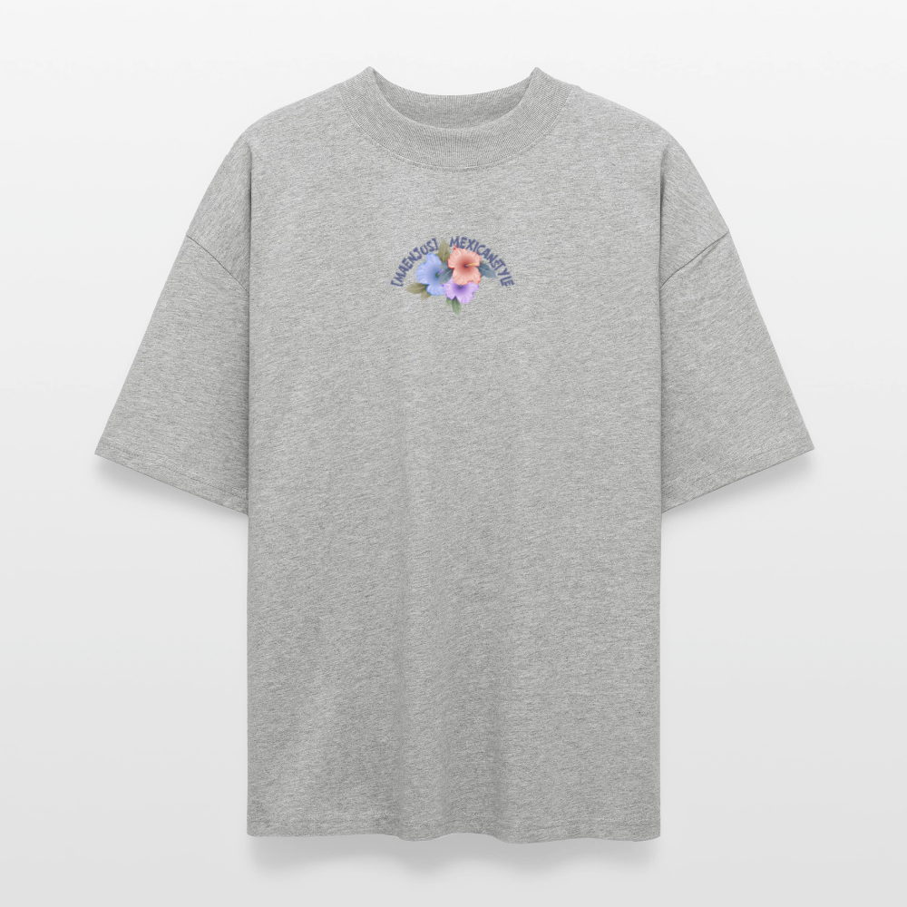 Oversized Unisex T-Shirt mit MAENJUS MEXICANSTYLE PRINT Vorder- und Rückseite - Grau meliert