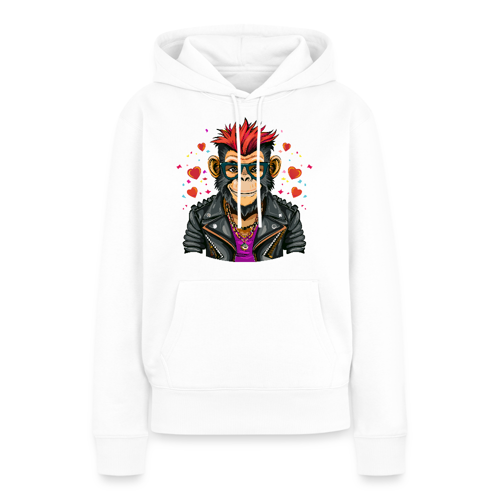 Frauen Premium Hoodie mit MONKEY IN LOVE PRINT - Weiß
