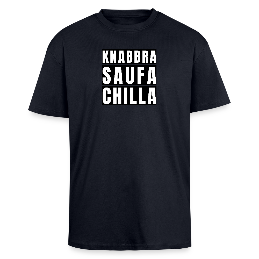 Heavy Oversize T-Shirt mit KNABBRA SAUFA CHILLA PRINT - French Navy
