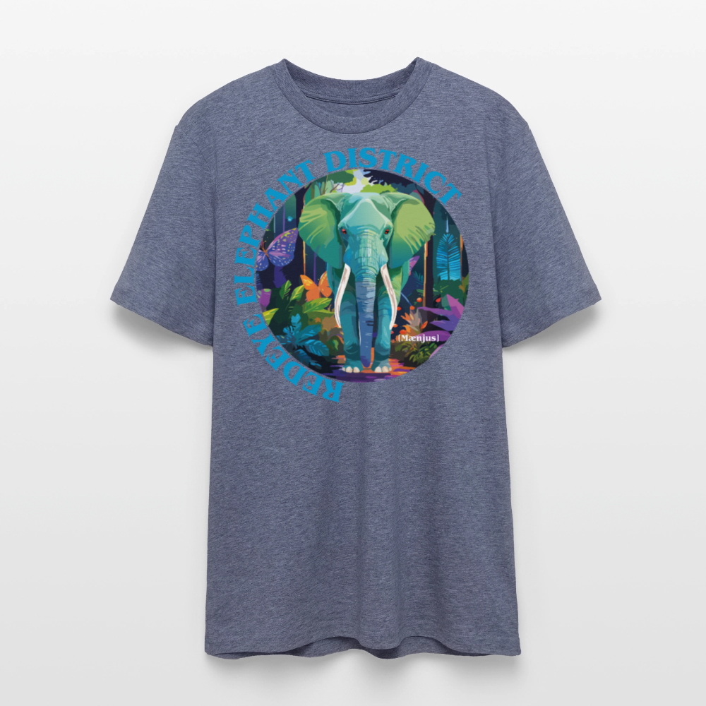 Unisex Bio-T-Shirt mit REDEYE ELEPHANT DISTRICT PRINT Vorderseite - Dunkelblau meliert