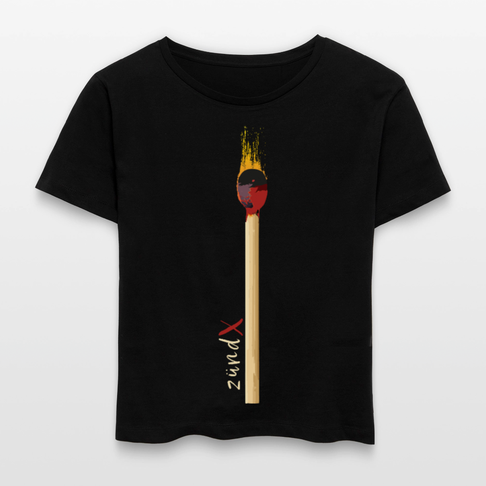 Frauen Bio Rundhals T-Shirt mit zündX PRINT - Schwarz