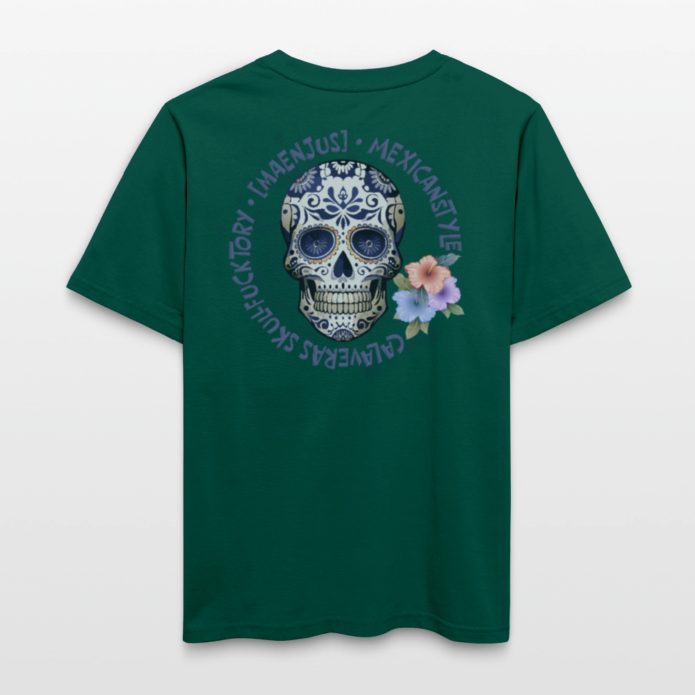 Relaxed Fit Unisex Bio-T-Shirt mit MAENJUS MEXICANSTYLE PRINT Vorder- und Rückseite - Forest