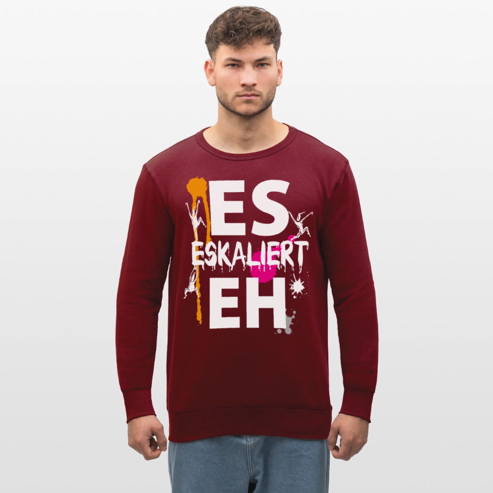 Unisex Bio-Sweatshirt mit ES ESKALIERT EH PRINT - Burgunderrot