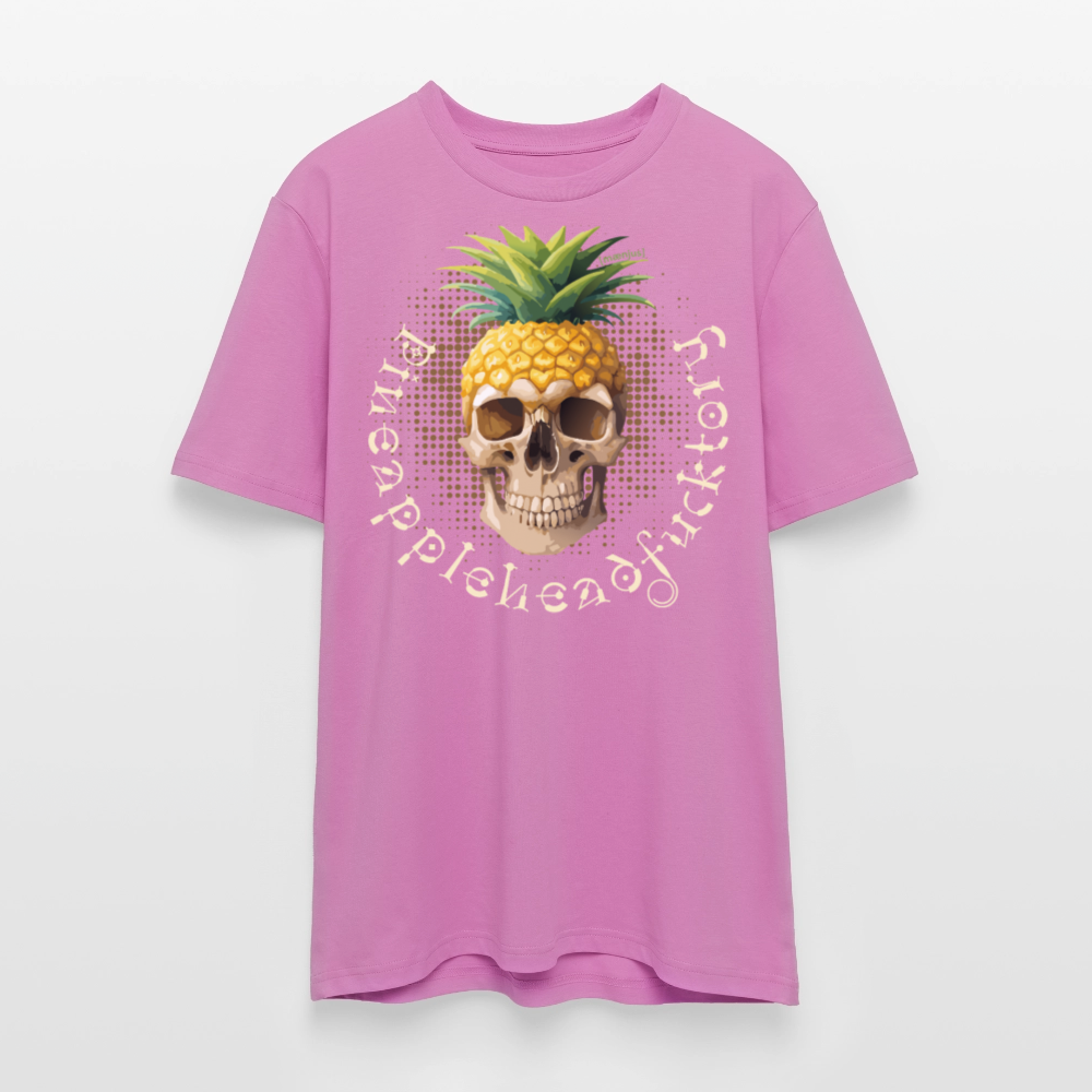 Unisex Bio-T-Shirt mit PINEAPPLE SKULL PRINT Vorderseite - Pink