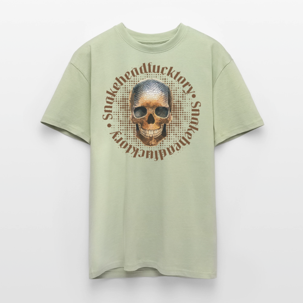Heavy Oversize T-Shirt mit SNAKEHEAD SKULL PRINT - Leichtes Salbeigrün