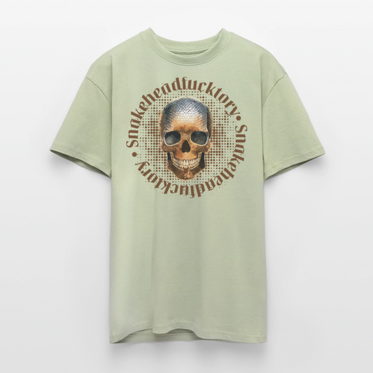 Heavy Oversize T-Shirt mit SNAKEHEAD SKULL PRINT - Leichtes Salbeigrün