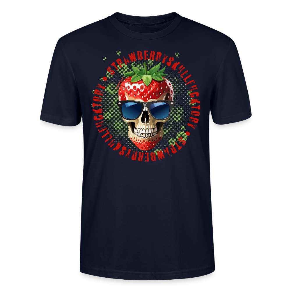 Unisex T-Shirt mit STRAWBERRY SKULL PRINT Vorderseite - Navy