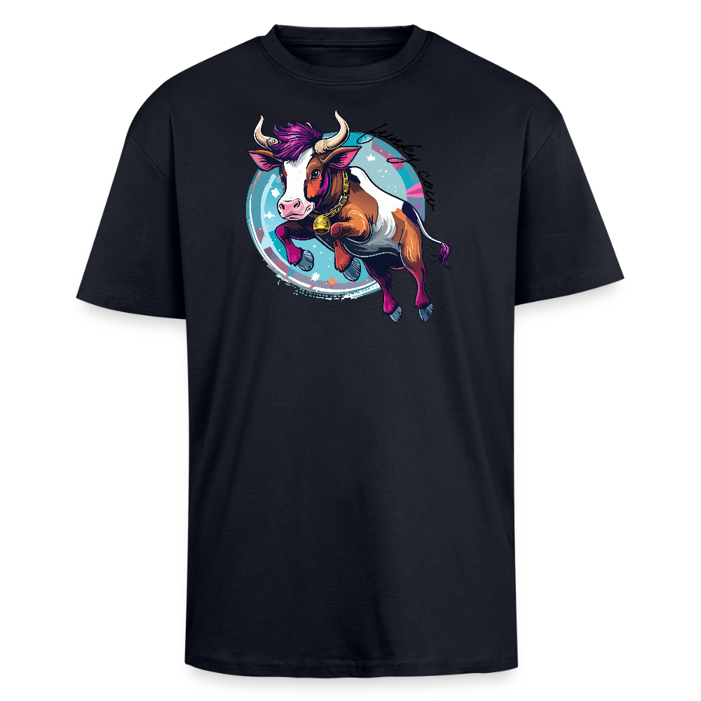 Heavy Oversize T-Shirt mit FUNKY COW PRINT - French Navy