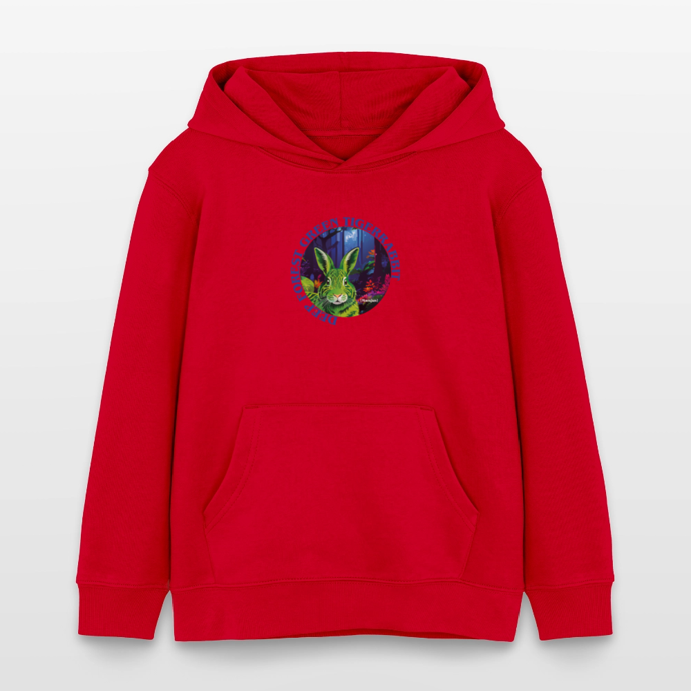 MNJS KIDS Bio-Hoodie mit DEEP FOREST GREEN TIGERRABBIT PRINT - Rot