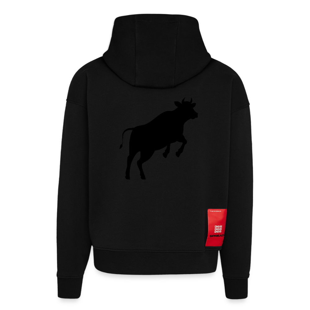 Heavyweight Oversized Organic Hoodie mit JUMPING COW PRINT - SOLID BLACK