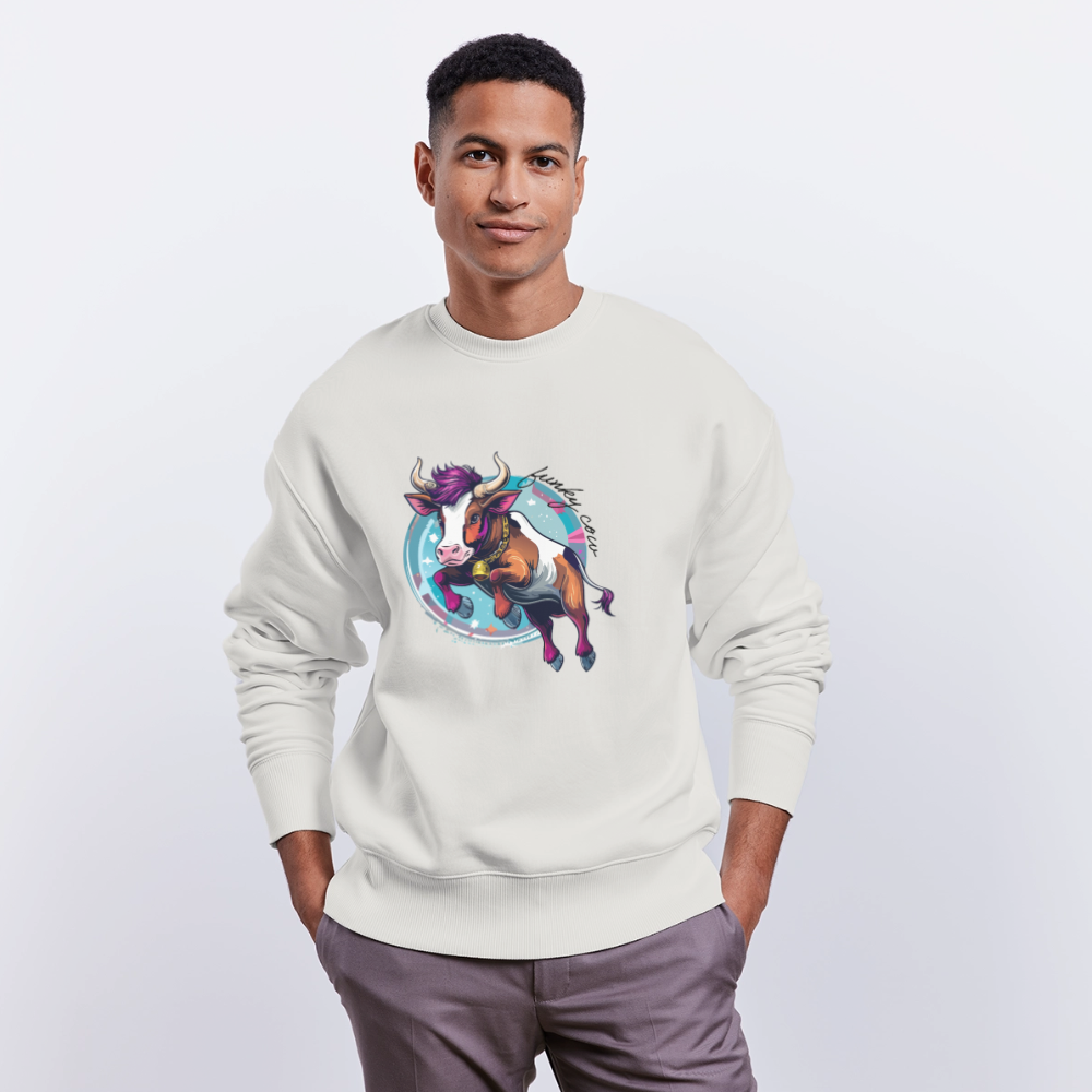 Unisex Oversize Pullover mit FUNKY COW PRINT - OFF WHITE