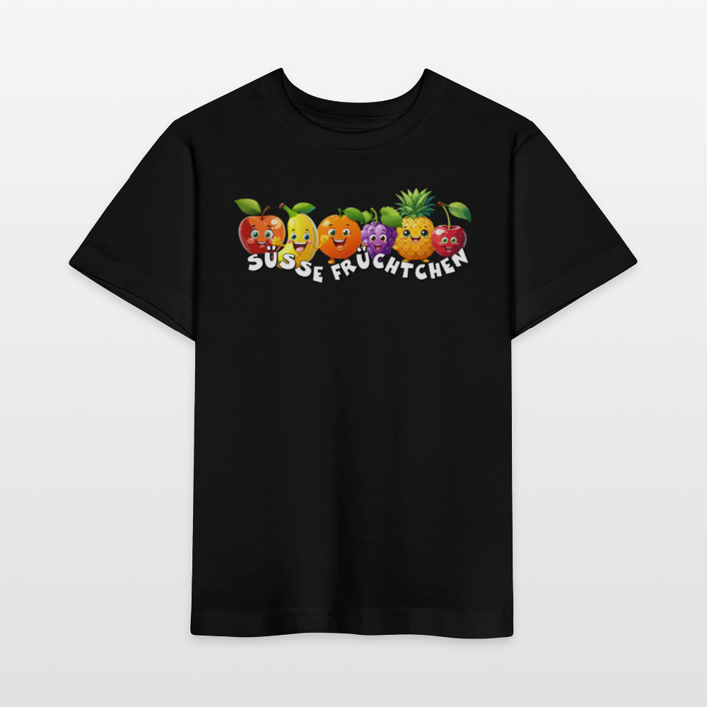 Kinder T-Shirt mit SÜSSE FRÜCHTCHEN PRINT - Schwarz