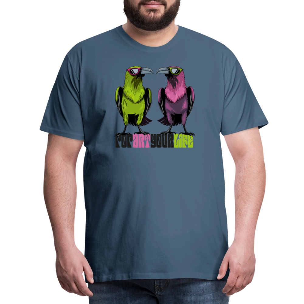 Männer Premium T-Shirt mit POPART YOUR LIFE PRINT - Blaugrau