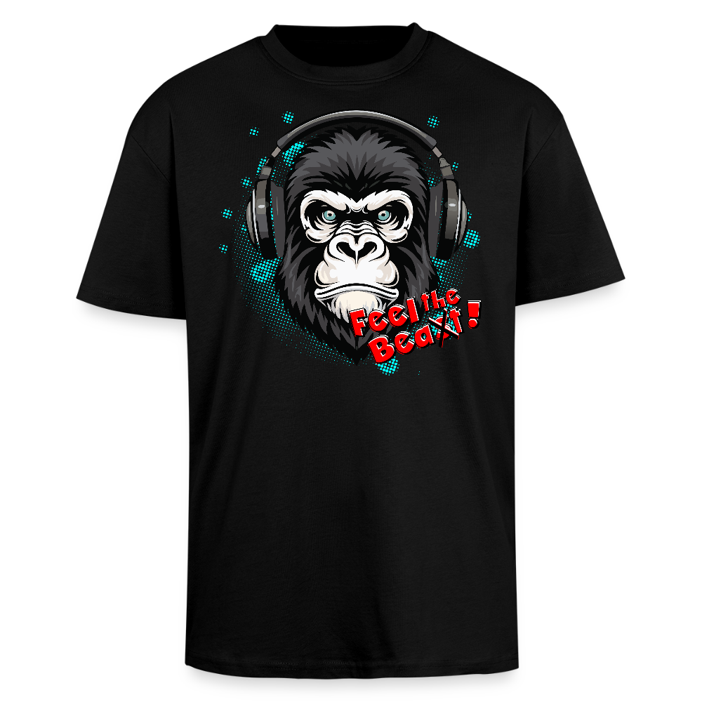 Heavy Oversize T-Shirt mit FEEL THE BEA(S)T PRINT - Schwarz