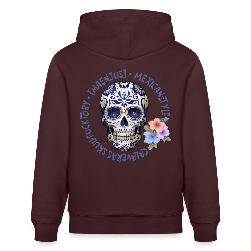 Unisex Hoodie mit MAENJUS MEXICANSTYLE PRINT Vorder- und Rückseite - Maroon