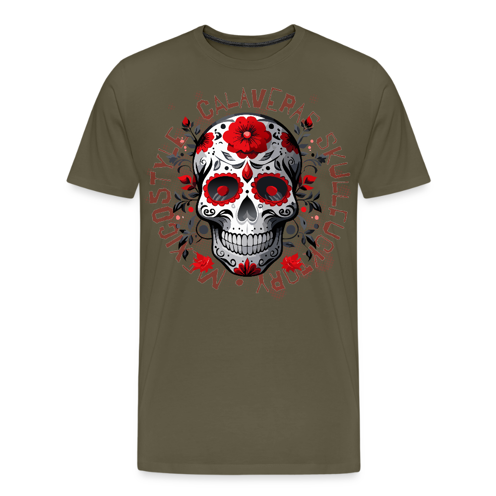 Männer Premium T-Shirt mit CALAVERAS SKULL PRINT - Khaki