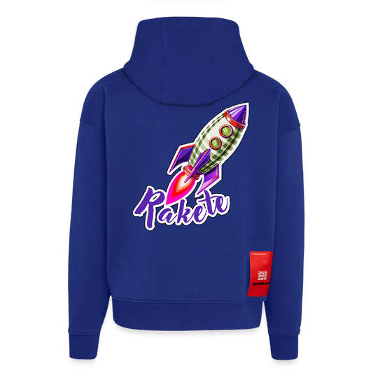 Heavyweight Oversized Organic Hoodie mit RAKETE PRINT - Iconic Blue