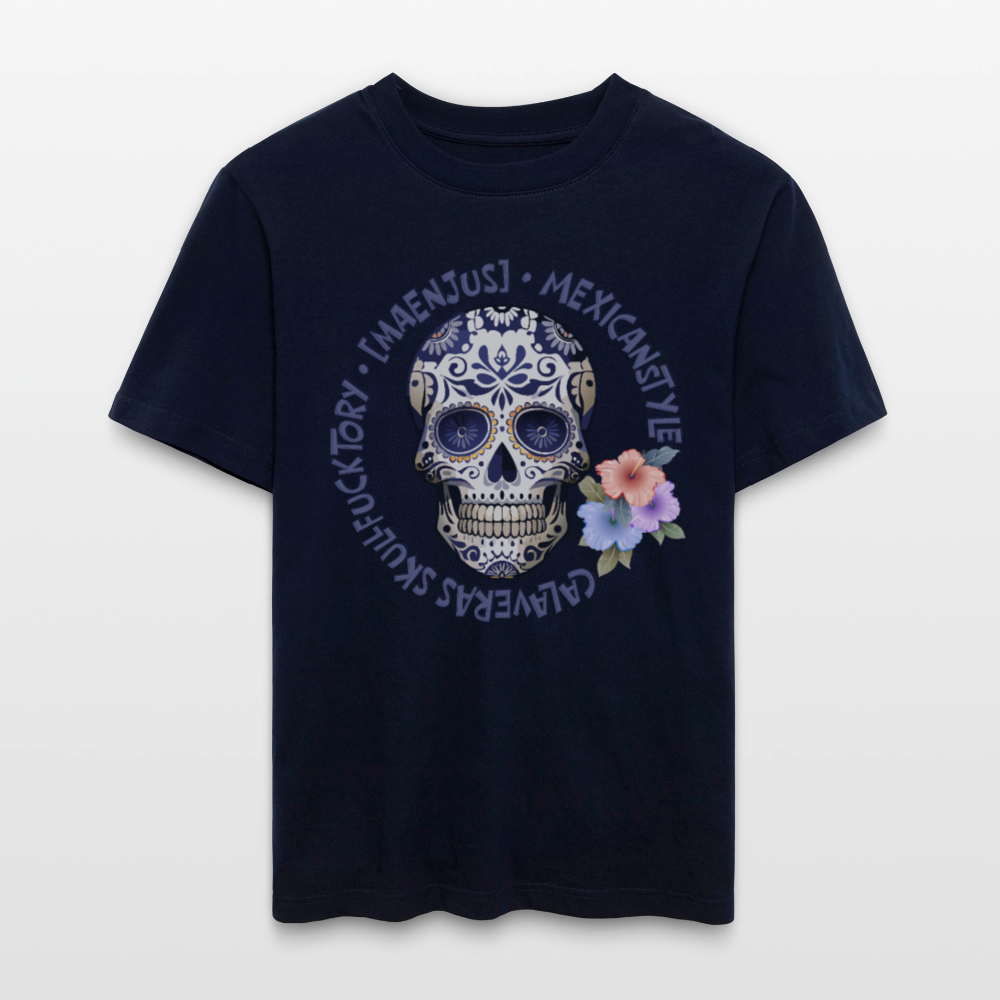 Relaxed Fit Unisex Bio-T-Shirt mit MAENJUS MEXICANSTYLE PRINT Vorderseite - Navy