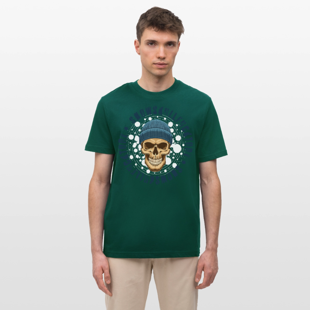Relaxed Fit Unisex Bio-T-Shirt mit SNOWSKULL FUCKTORY PRINT Vorderseite - Forest