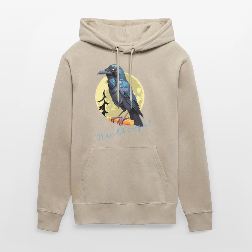 Unisex Hoodie mit NACHTVOGEL PRINT - Beige