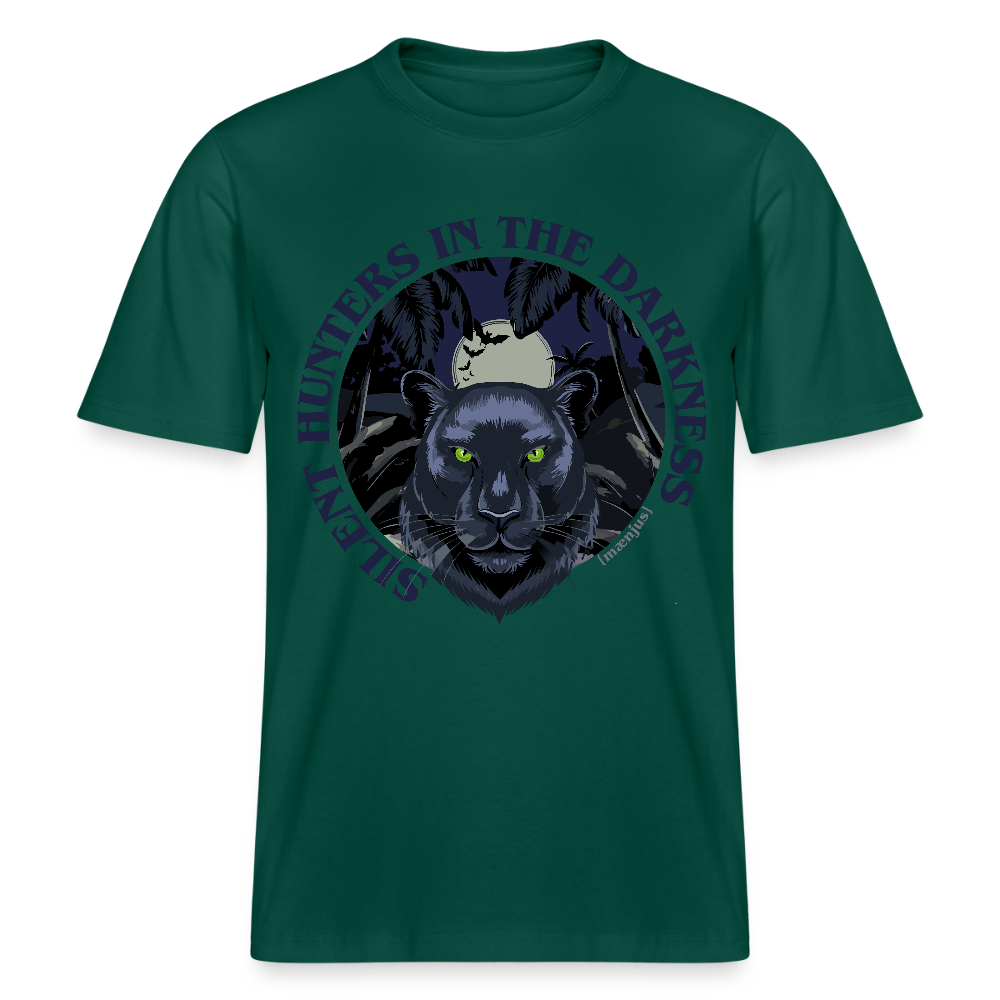 Relaxed Fit Unisex Bio-T-Shirt mit SILENT HUNTERS IN THE DARKNESS PRINT Vorderseite - Forest