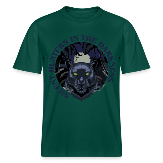 Relaxed Fit Unisex Bio-T-Shirt mit SILENT HUNTERS IN THE DARKNESS PRINT Vorderseite - Forest