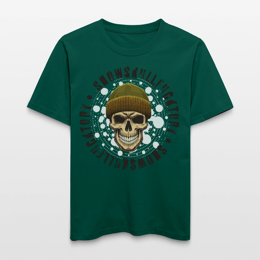 Relaxed Fit Unisex Bio-T-Shirt mit SNOWSKULL FUCKTORY PRINT Vorderseite - Forest