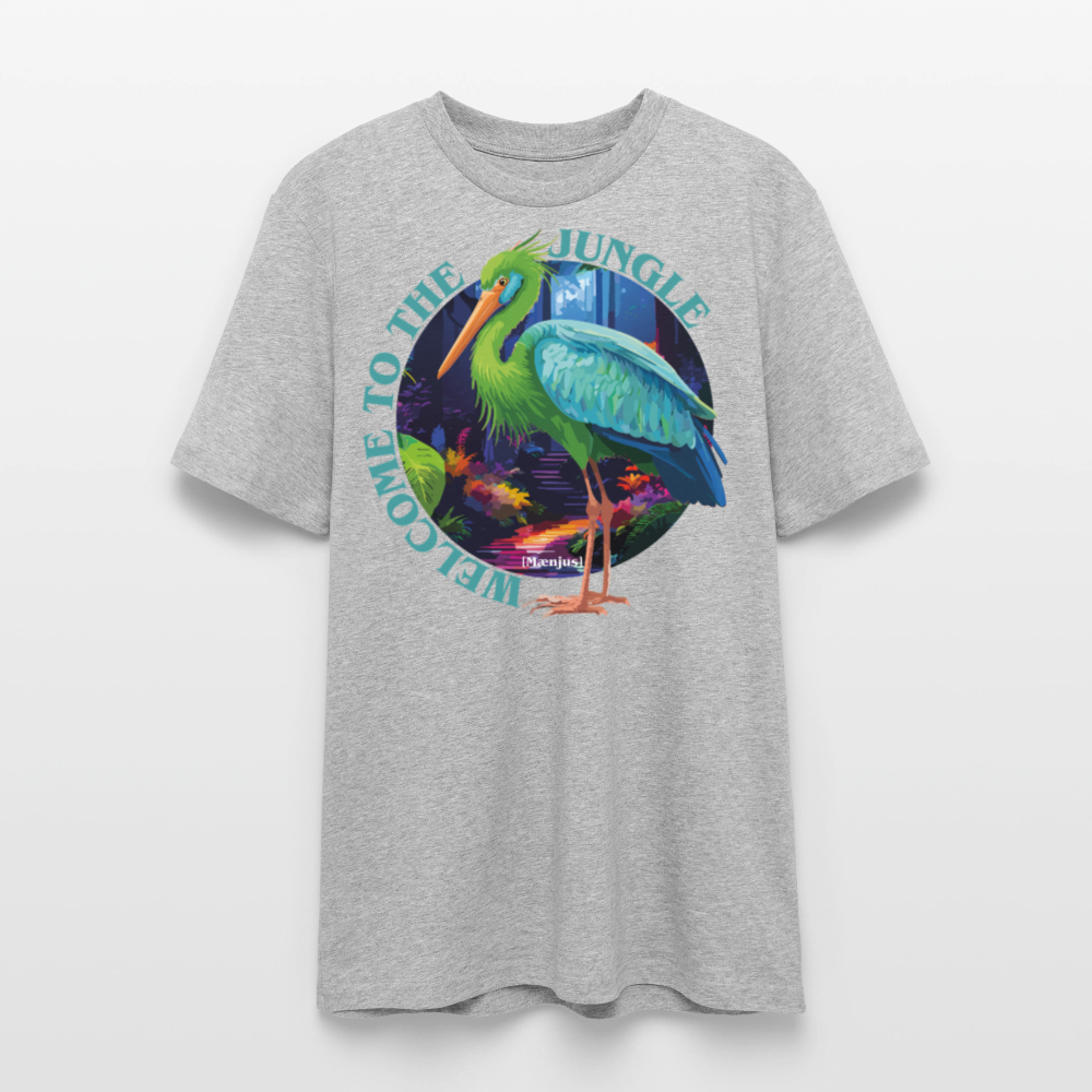 Unisex Bio-T-Shirt mit WELCOME TO THE JUNGLE PRINT Vorderseite - Grau meliert