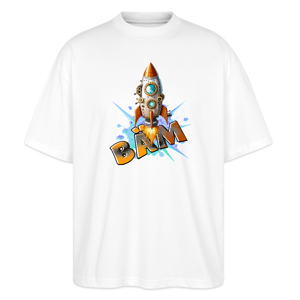 Oversized Unisex T-Shirt mit RAKETE PRINT - Weiß