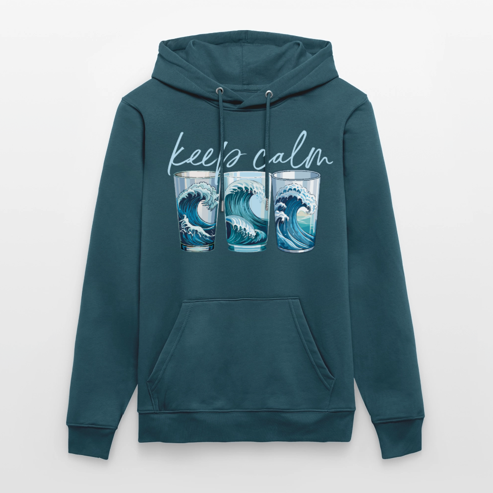 Unisex Bio-Hoodie mit KEEP CALM PRINT - Dunkles Petrol