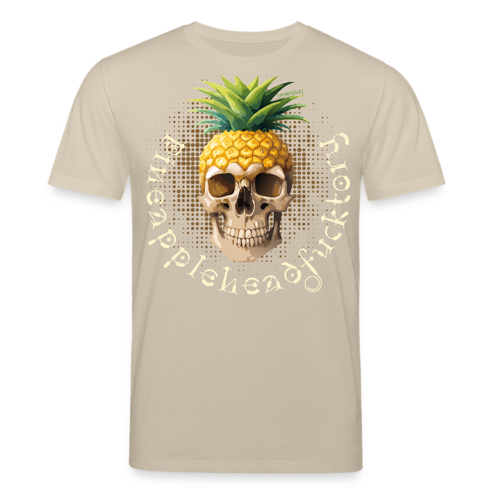 Unisex Bio-T-Shirt mit PINEAPPLE SKULL PRINT Vorderseite - Beige