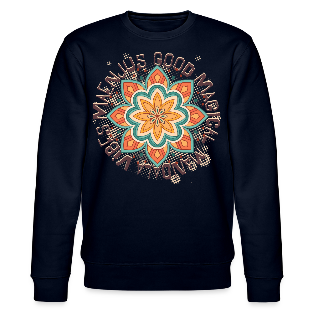 Unisex Bio-Sweatshirt mit MANDALA VIBES PRINT - Navy